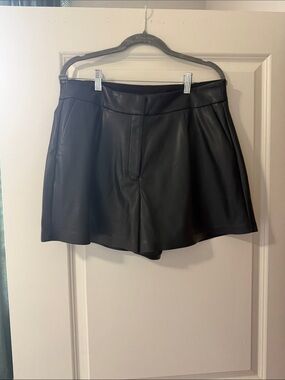 Express Black Faux Leather High-Waist Shorts